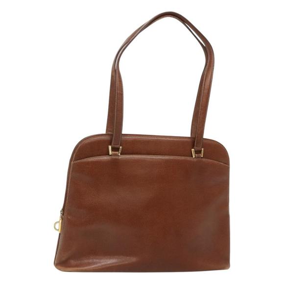 Salvatore Ferragamo Shoulder Bag Leather Brown Gold Auth bs24619